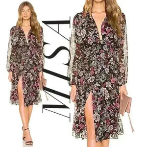 MISA Los Angeles “Laysi” Floral Chiffon Midi Dress